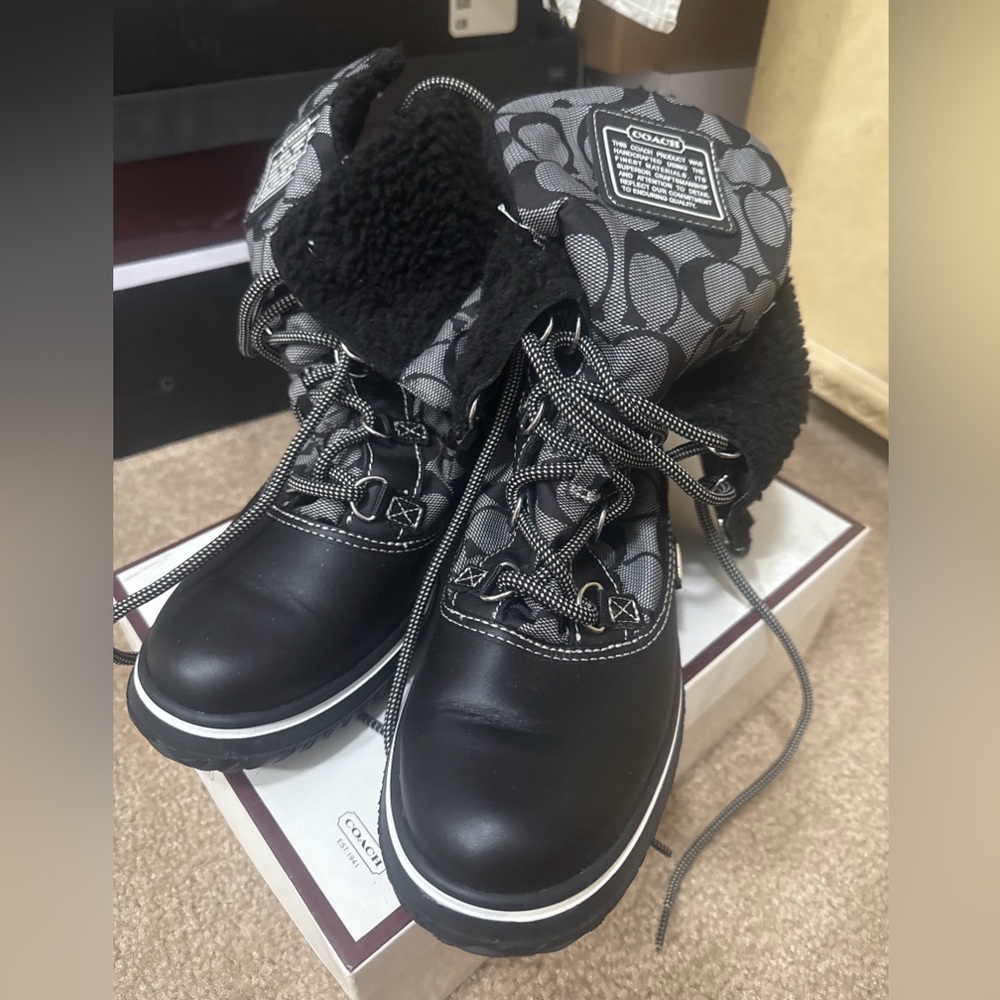 Coach Black and Gray Ankle Boots